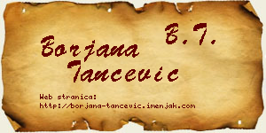 Borjana Tančević vizit kartica